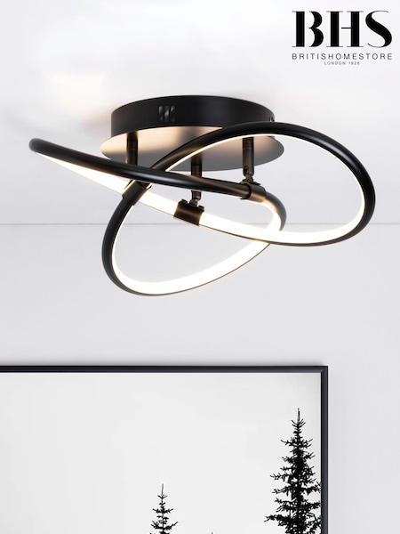 BHS Black Eero LED Knotted Flush Ceiling Light (A86162) | £66