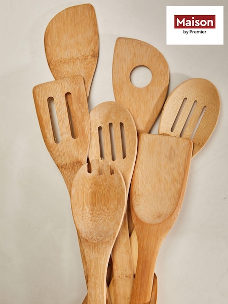 Maison by Premier Natural Kyoto Kitchen Tool Set 6 Utensils Holder (A87751) | £25