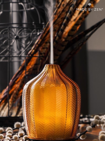 Made by Zen Fern Amber Glass Aroma Electric Diffuser with Ambient Light (A89095) | £68