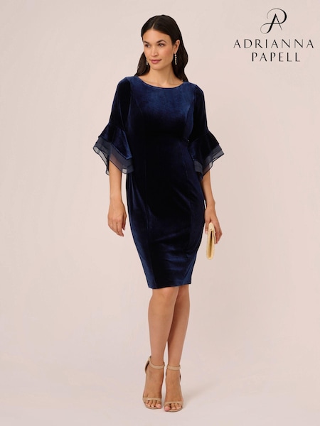 Adrianna Papell Velvet Bell Sleeve Short Dress (A89309) | £149