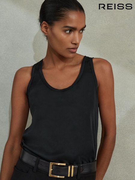 Reiss Black Riley Silk Front Vest (A90204) | £85