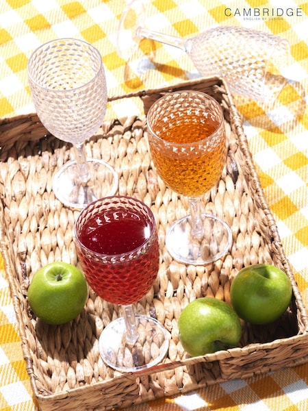 Cambridge Clear Shatterproof Fete Diamond Design 4 Piece Wine Set (A90917) | £12