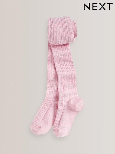 Light Pink Cotton Rich Cable Tights (A91158) | £5 - £6.50