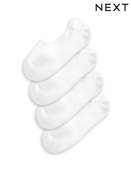 White Cushion Sole Invisible Trainer Socks 4 Pack (A91511) | £10