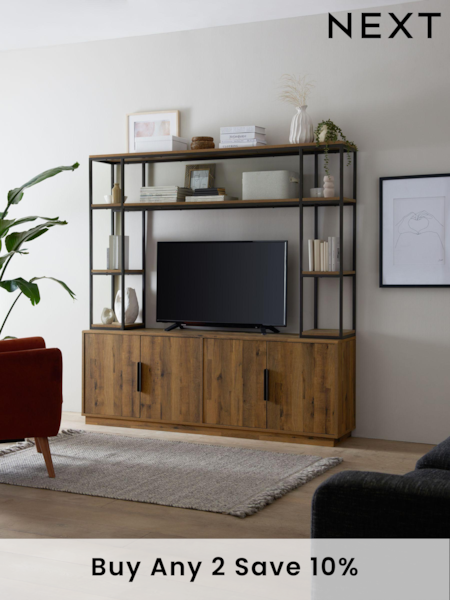 Dark Bronx Oak Effect Shelving Sideboard TV Unit (A91704) | £699