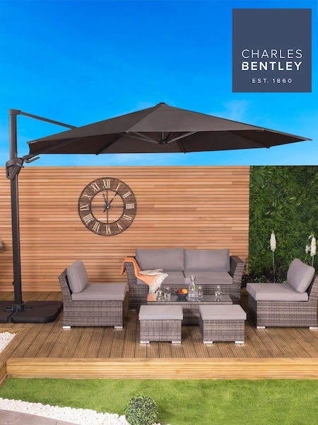 Charles Bentley Grey 3.5m Premium Cantilever Garden Umbrella (A92109) | £330