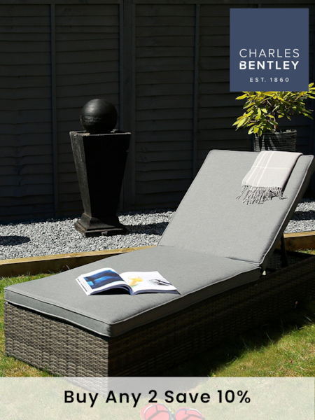 Charles Bentley Grey Garden Rattan Sun Lounger (A92152) | £245