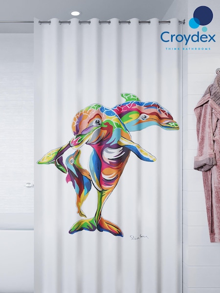 Croydex White Hannah McWave Antibac Shower Curtain (A92445) | £46