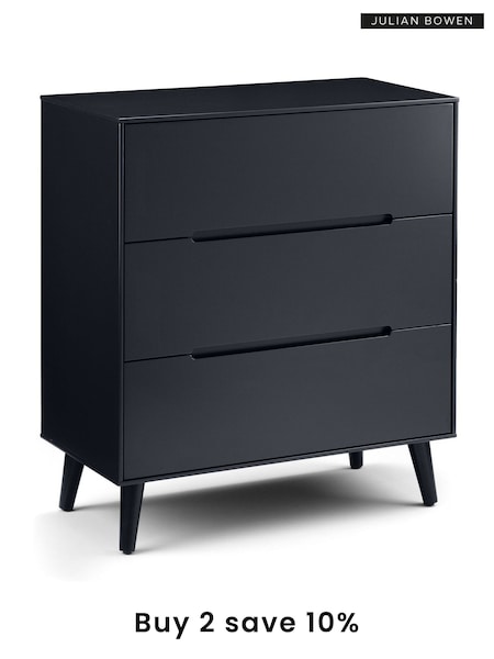 Julian Bowen Anthracite Black Alicia 3 Drawer Chest (A92734) | £240