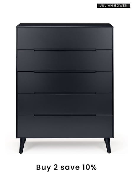 Julian Bowen Anthracite Black Alicia 5 Drawer Chest (A92735) | £350