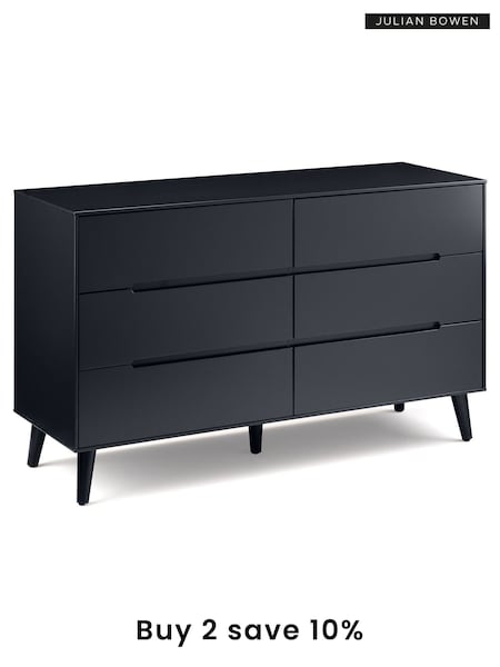 Julian Bowen Anthracite Black Alicia 6 Drawer Wide Chest (A92736) | £380