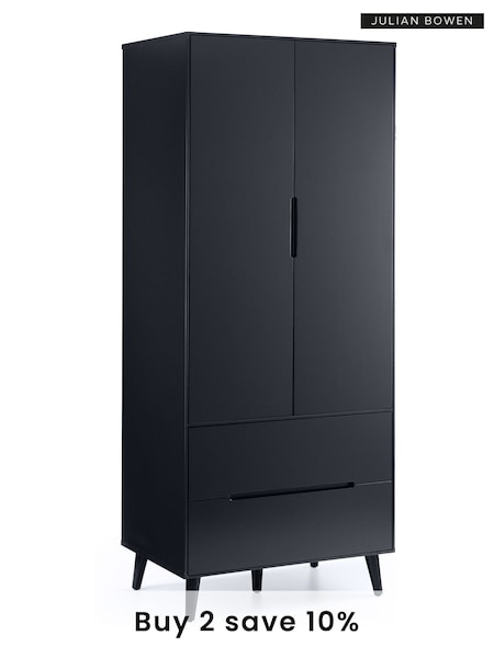 Julian Bowen Anthracite Black Alicia Double 2 Drawer Wardrobe (A92737) | £470
