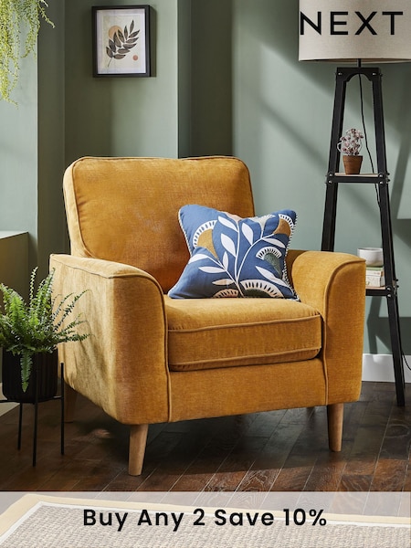 Fine Chenille Ochre Yellow Stamford Armchair (A92865) | £399