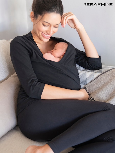 Seraphine Black Cotton Skin To Skin Post Maternity Top (A93792) | £49