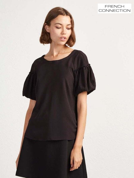 French Connection Black Crepe Light Puff Sleeve Top (A94004) | £45