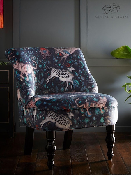 Emma Shipley Navy Blue Langley Protea Velvet Chair (A94258) | £550