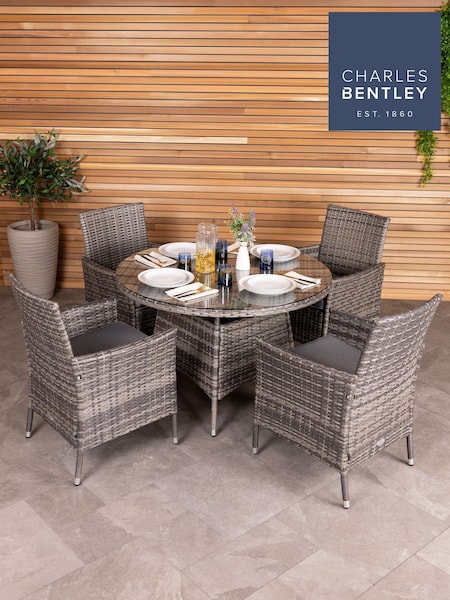 Charles Bentley Grey Garden 4 Piece Rattan Dining Set (A94389) | £600