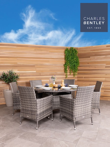 Charles Bentley Grey Garden 6 Piece Rattan Dining Set (A94390) | £1,020