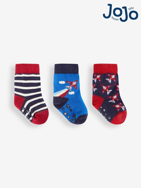 JoJo Maman Bébé Blue 3-Pack Red Arrows Socks (A94619) | £9