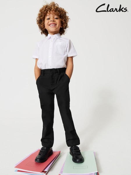Clarks Black Boys Fastened School Trousers with Stretch (A96594) | £12 - £14