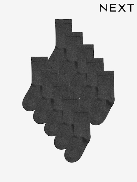 Grey 10 Pack Cotton Rich Socks (A96693) | £11 - £13