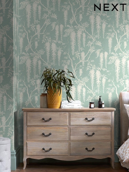 Blue Statement Leaves 10M Wallpaper (A96780) | £34