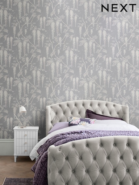 Grey Statement Leaves 10M Wallpaper (A96781) | £36