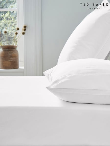 Ted Baker White Silky Smooth Plain Dye 250 Thread Count 100% Cotton Fitted Sheet (A97769) | £35 - £55