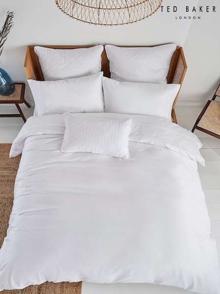 Ted Baker White Silky Smooth Plain Dye 250 Thread Count 100% Cotton Duvet Cover (A97781) | £65 - £105
