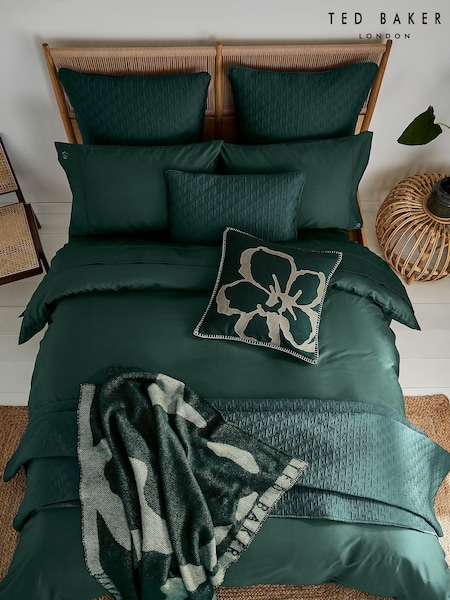 Ted Baker Forest Green Silky Smooth Plain Dye 250 Thread Count 100% Cotton Duvet Cover (A97784) | £65 - £105