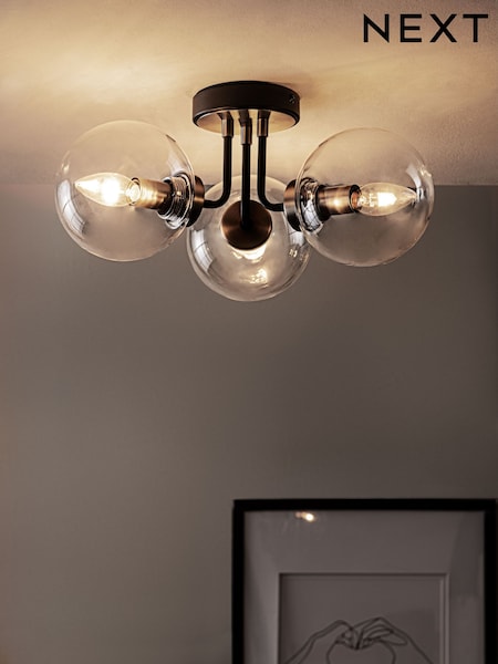 Black Jackson 3 Light Flush Ceiling Light (A98729) | £70