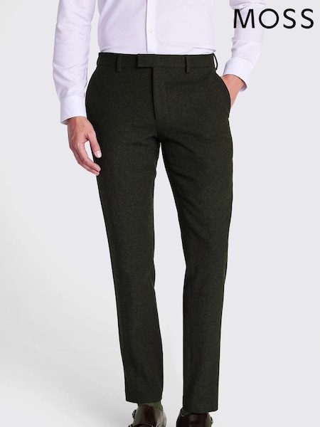 MOSS Khaki Green Slim Fit Donegal Suit Trousers (A98901) | £90