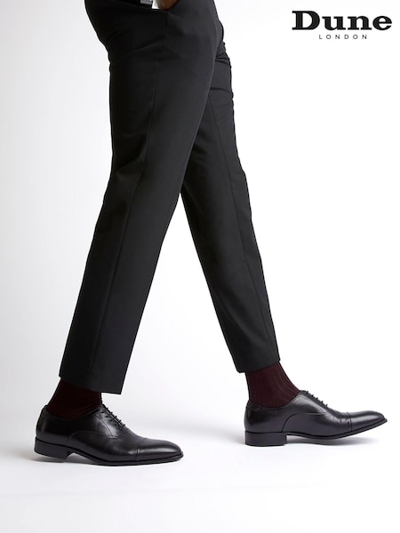 Dune London Black Wide Fit Secrecy Oxford Toe Cap Lace-Up Shoes (A99119) | £119