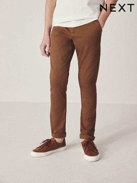 Ginger/Tan Brown Skinny Fit Stretch Chino Trousers (3-17yrs) (A99173) | £11 - £16