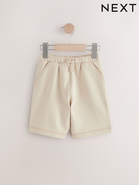 Ecru Off White Jersey Carpenter 100% Cotton Shorts (3mths-7yrs) (AA0115) | £8 - £10