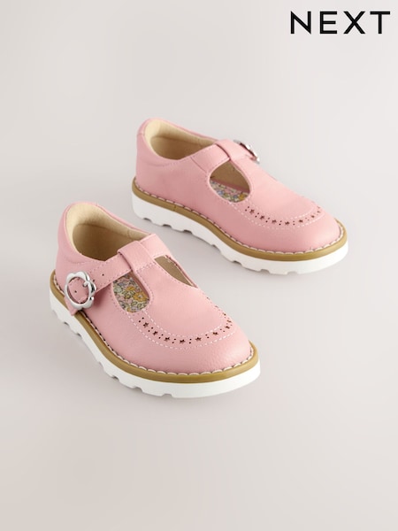 Pink Wide Fit (G) T-Bar Shoes (AA0125) | £20 - £22