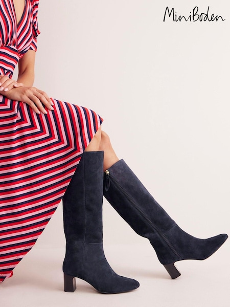 Boden Blue Erica Knee High Leather Boots (AA0159) | £140
