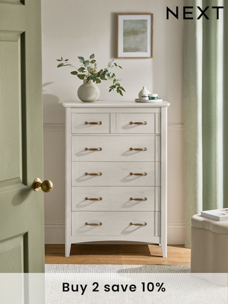 Grey Oakham Oak Effect 6 Drawer Chest of Drawers (AA0167) | £450