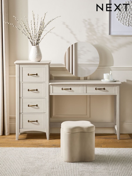 Grey Oakham Oak Effect 6 Drawer Wide Console Dressing Table (AA0169) | £525