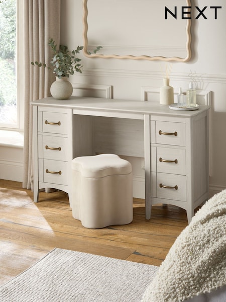 Grey Oakham Oak Effect 6 Drawer Console Dressing Table (AA0170) | £450