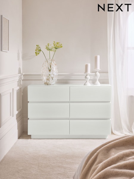 White Sloane Ribbed 6 Drawer Glass (AA0173) | £799