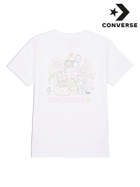 Converse White Flower Garden Back Print 100% Cotton T-Shirt (AA0242) | £28