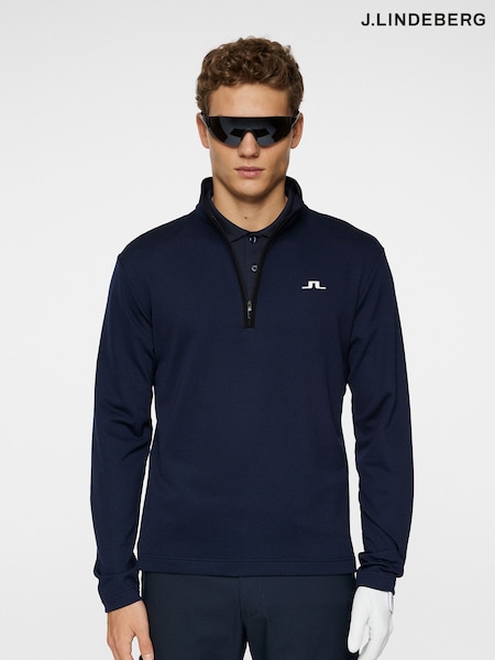 J.Lindeberg Navy Golf Clide Quarter Zip Sweatshirt (AA0316) | £100