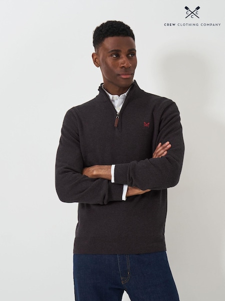 Crew Clothing Company Grey Black Quarter Zip Knitted Jumper (AA0406) | £70