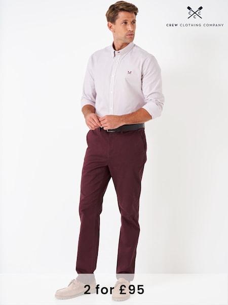 Crew Clothing Company Red Slim Chinos Trousers (AA0422) | £65