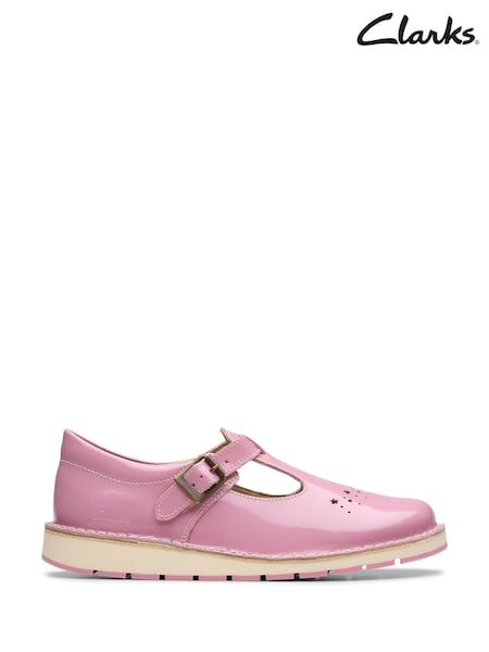 Clarks Pink Standard Fit (F) Leather Joyful Skip Kids Shoes (AA0468) | £40 - £42