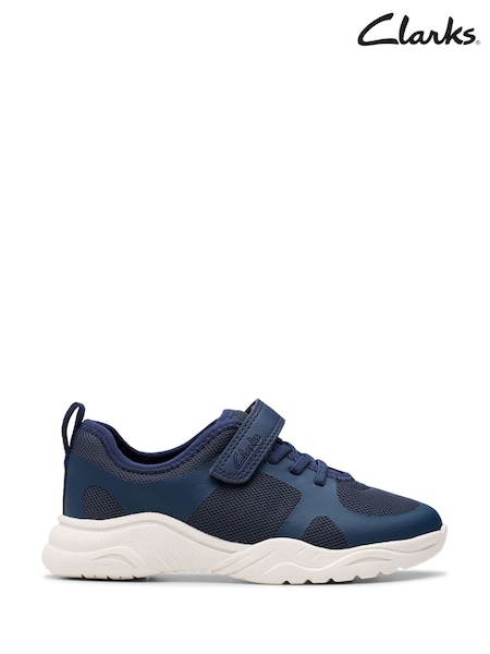 Clarks Blue Standard Fit (F) Feather Ath kid Trainers (AA0483) | £32 - £34
