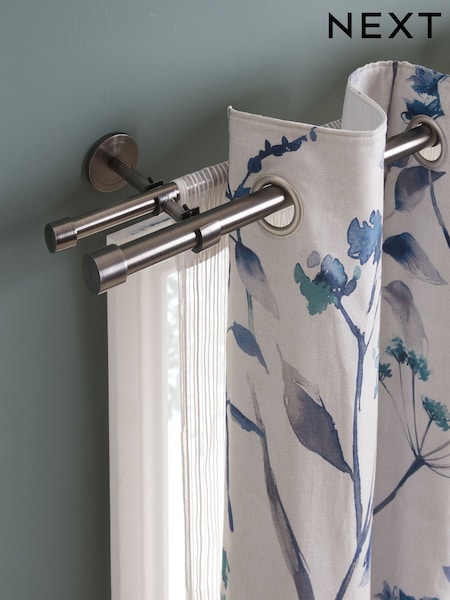 Pewter Grey Extendable Double Curtain & Voile Pole Kit (AA0541) | £45 - £75