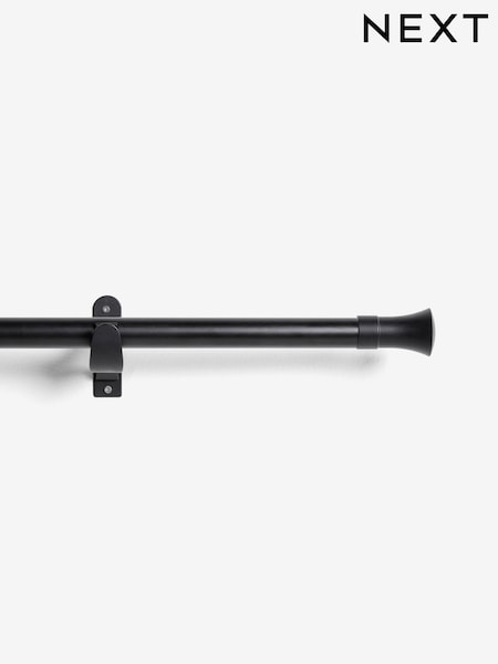 Black Klick Fit 28mm Trumpet Finial Extendable Curtain Pole Kit (AA0558) | £40 - £55