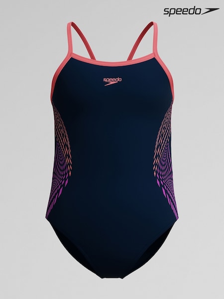 Speedo Blue Plastisol Placement Thinstrap Muscleback Swimsuit (AA0682) | £18.50